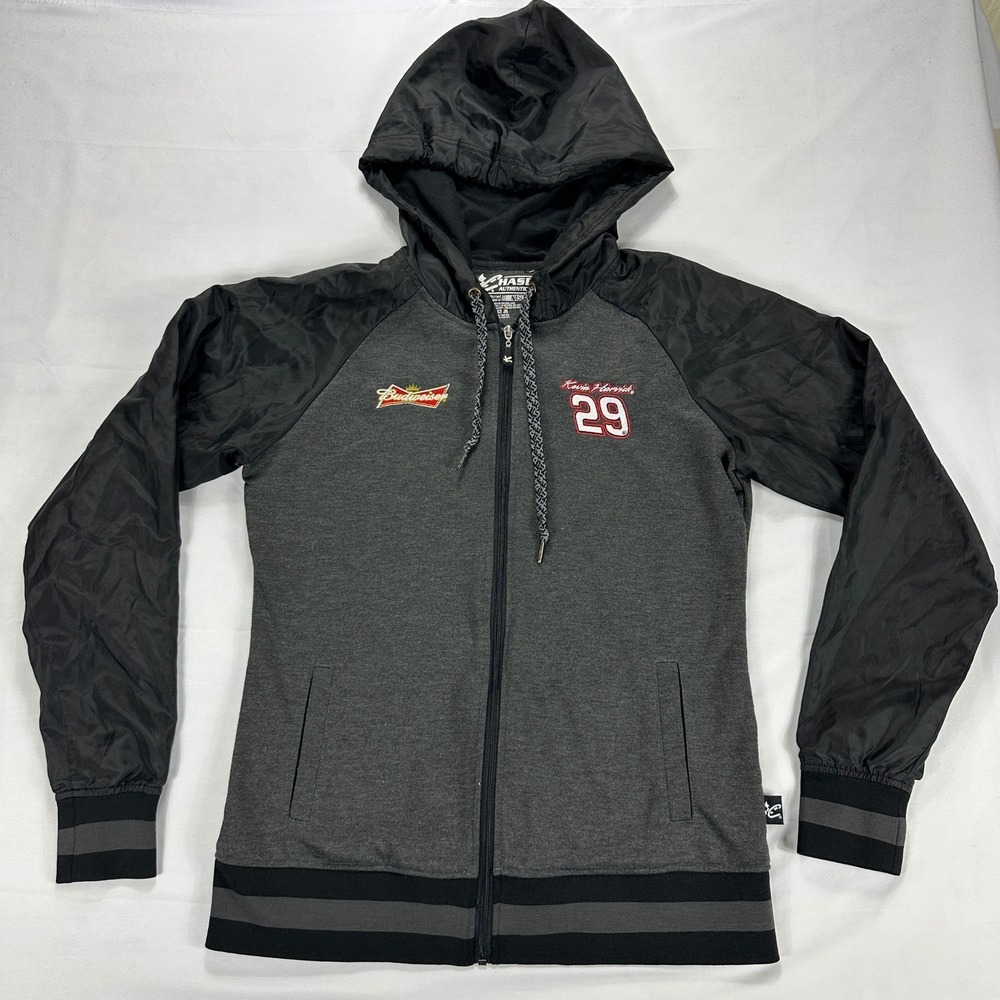 Chase Authentics NASCAR Kevin Harvick 29 Budweiser Zip Up Hoodie Jacket Mens XL
